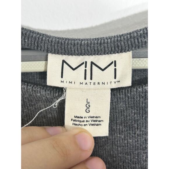 Mimi Maternity Dress Large Gray Midi Side Slit Minimalist Officecore Academia - Picture 10 of 11